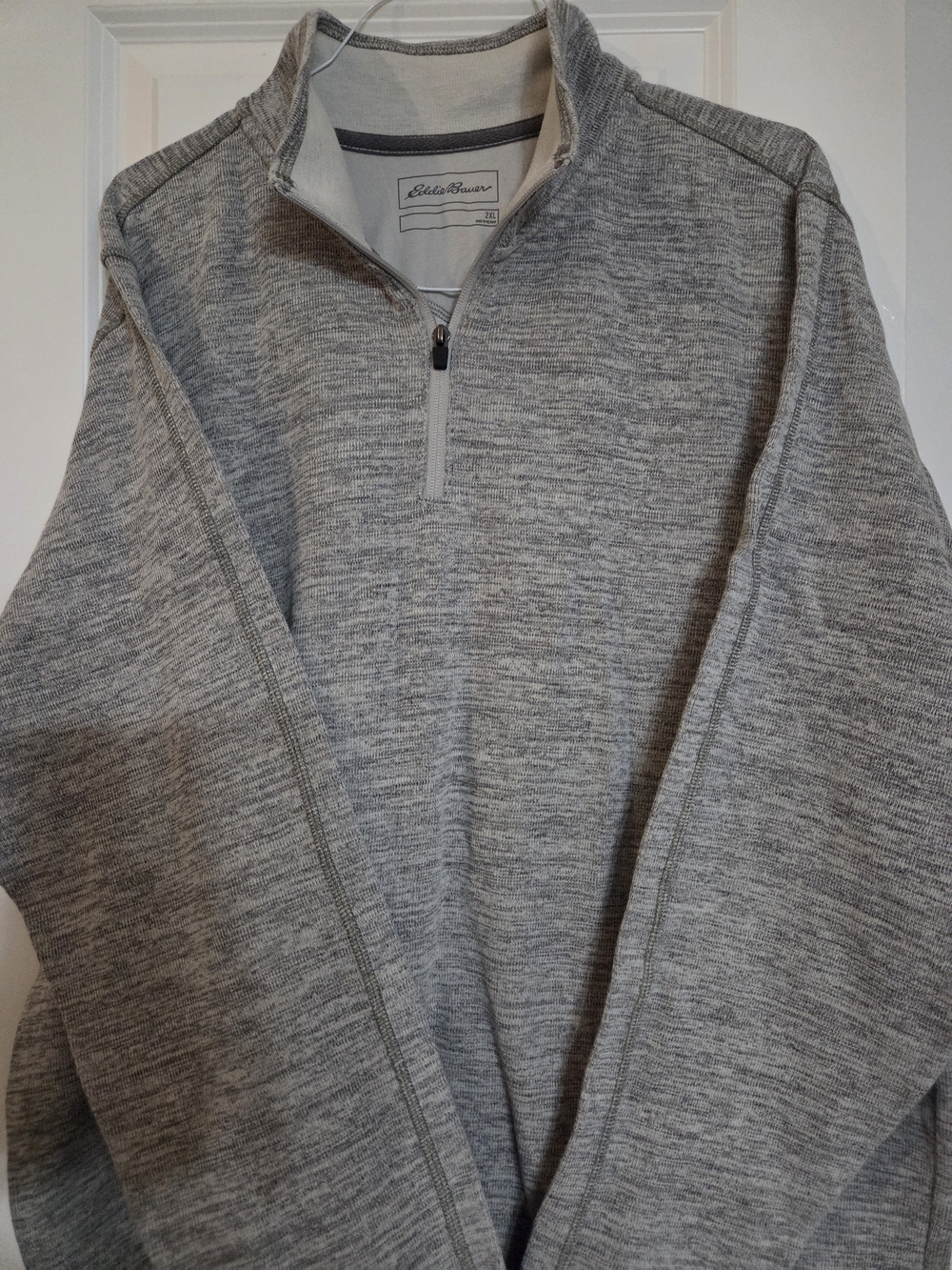 Eddie Bauer Men's Heather Light Gray Half-Zip Pullover